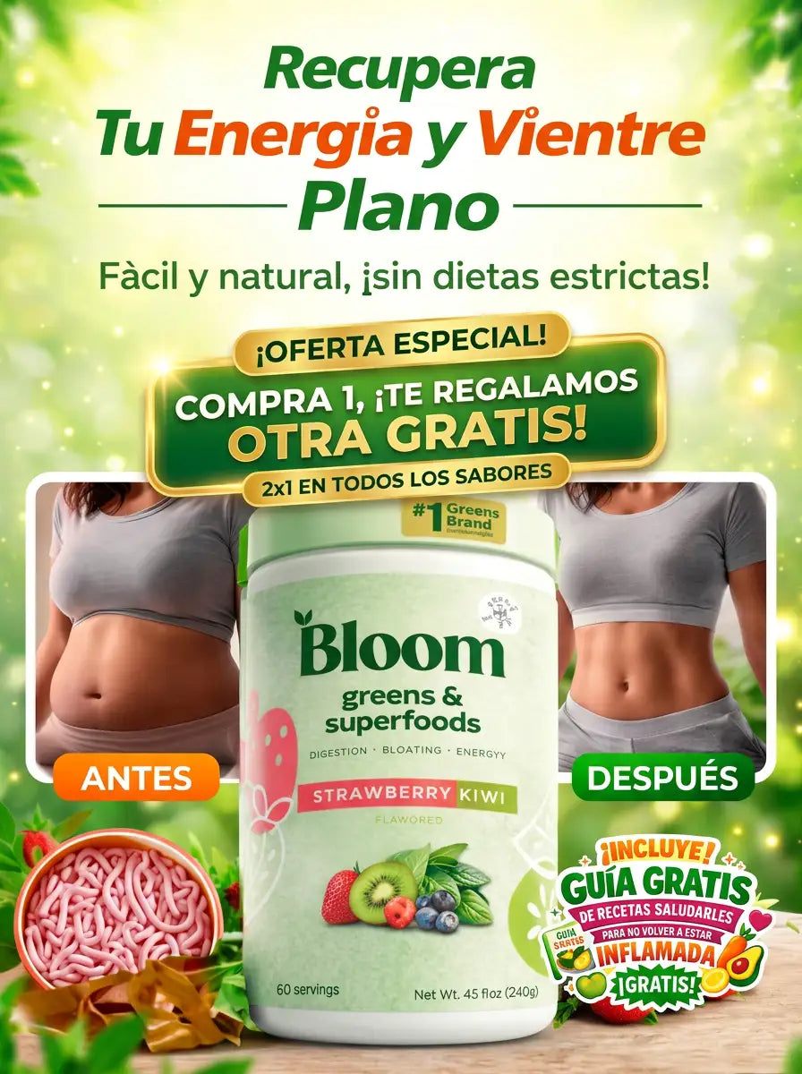 BLOOM GREENS + OBSEQUIO: AYUDA A ELIMINAR LOS PARASITOS EN POCO TIEMPO- INCLUYE GUIA DE RECETAS SALUDABLES