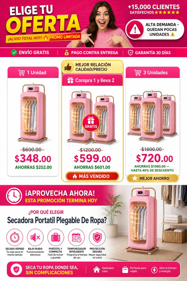 Secadora Portatil Plegable De Ropa - imagen 2